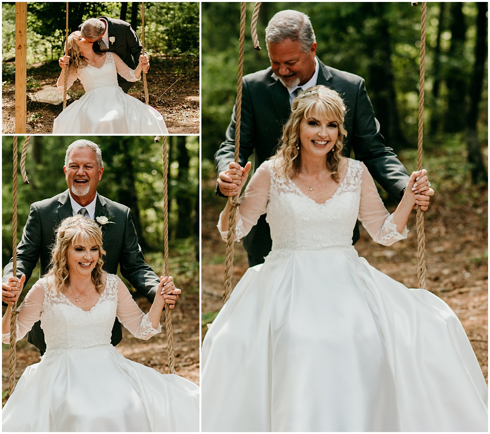 flowery branch wedding photographer takes pictures of the Bride and Groom at Juliette Chapel, a wedding venue in Dahlonega, Ga, hidden wooded wedding venue 