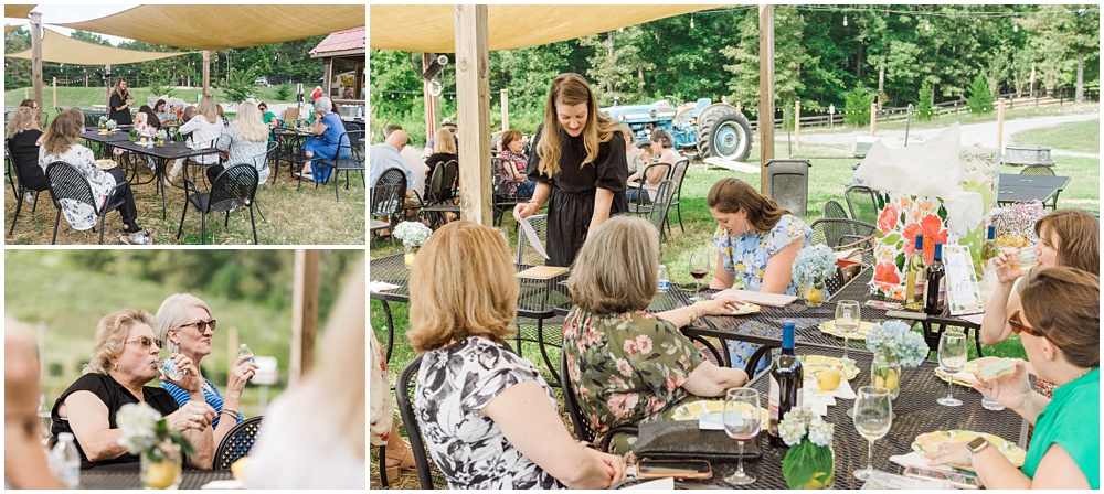 flowery branch wedding photographer photographs a bridal shower at a north Georgia winery 