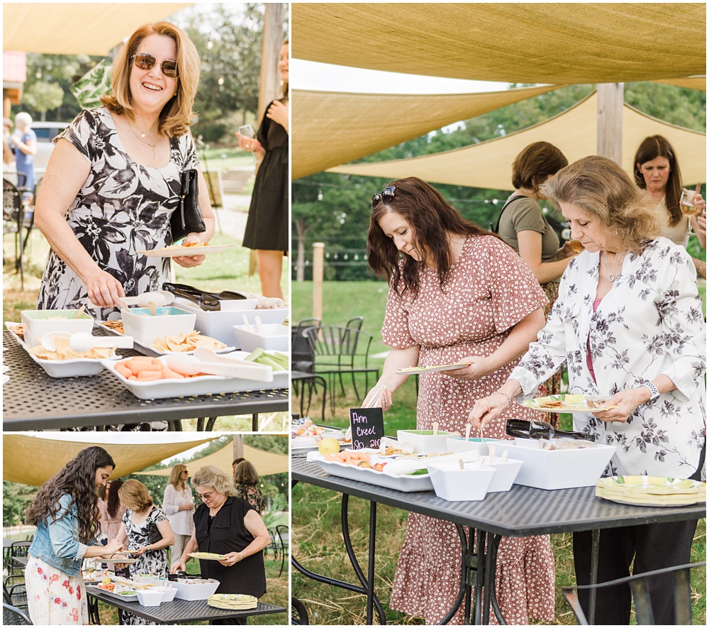 flowery branch wedding photographer photographs a bridal shower at a north Georgia winery 