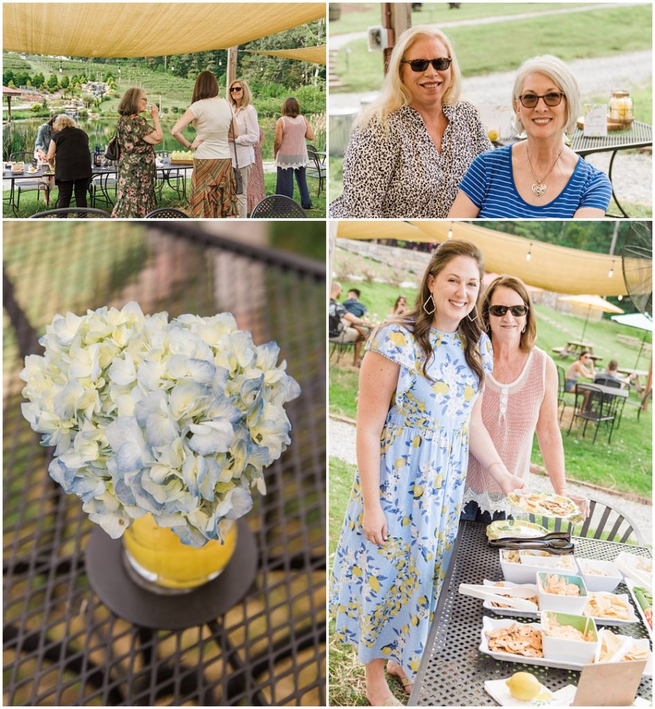 flowery branch wedding photographer photographs a bridal shower at a north Georgia winery 