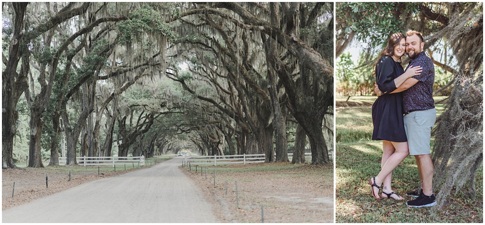 Atlanta wedding photographer photographs engagement session at wormsloe plantation in Savannah, Georgia 