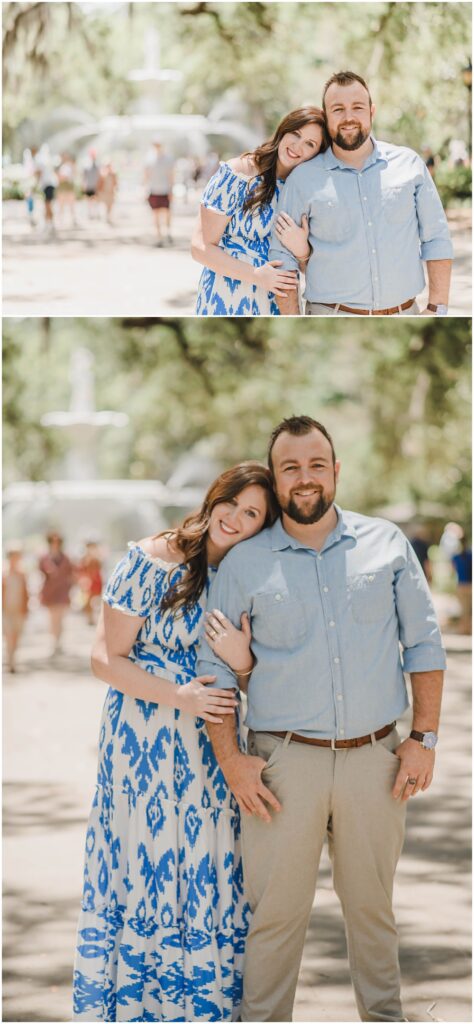 Atlanta wedding photographer photographs engagement session at Forsyth Park in Savannah Georgia