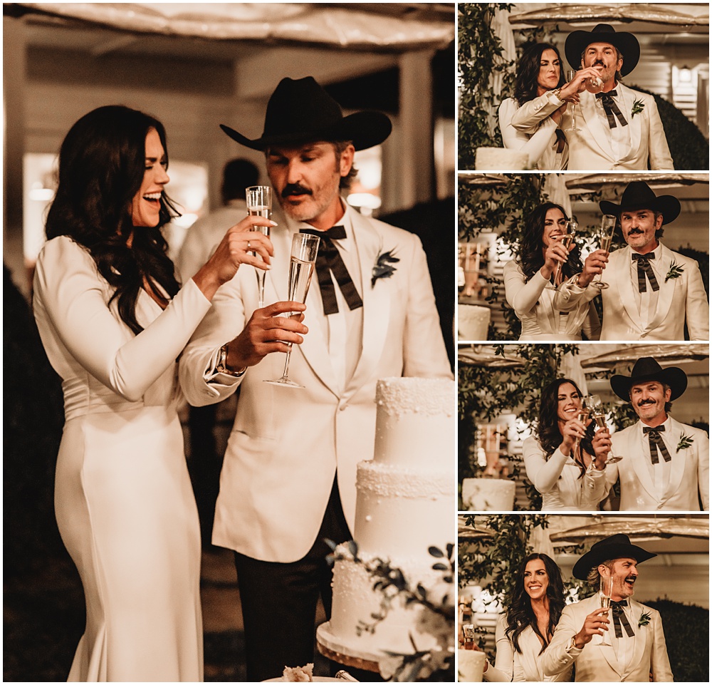 wedding at Half Mile Farm Venue in highlands, North Carolina. Bride and Groom toasting. Photo by Paul Ashton Photography