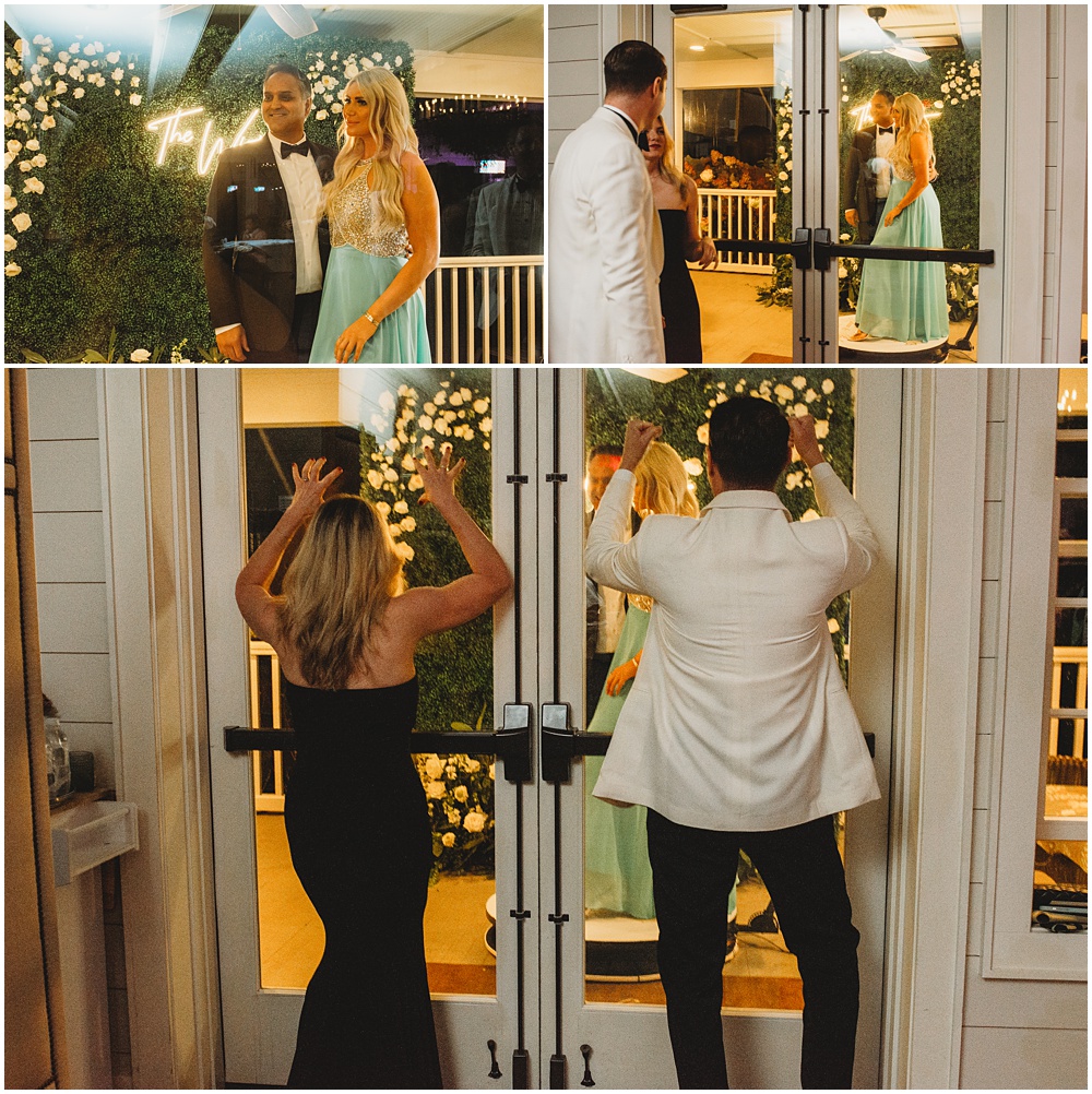 wedding at Half Mile Farm Venue in highlands, North Carolina. guest having fun on a photo booth during reception. Photo by Paul Ashton Photography