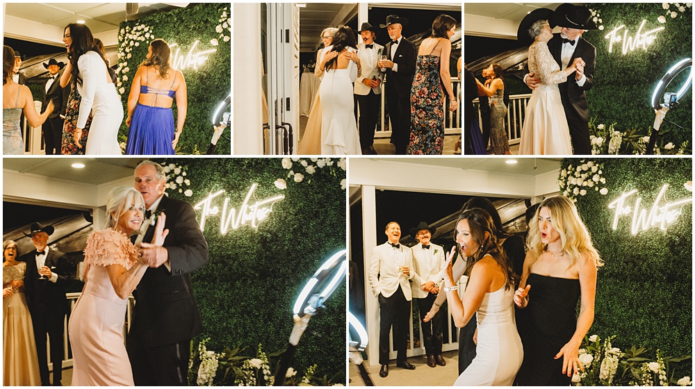 wedding at Half Mile Farm Venue in highlands, North Carolina. guest having fun on a photo booth during reception. Photo by Paul Ashton Photography