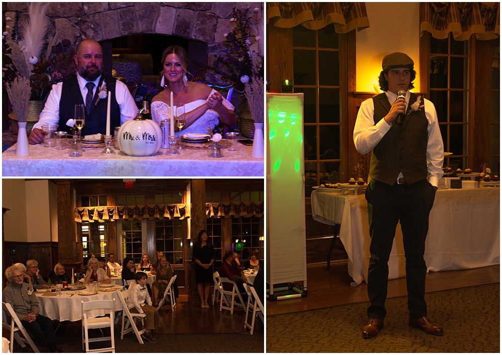 toasting the bride and groom during their wedding reception at sterling on the lake in flowery branch ga 