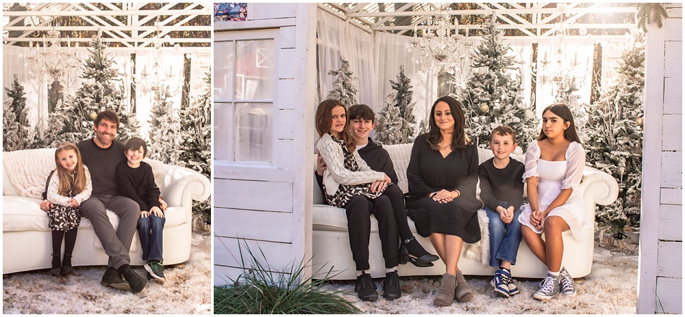 a dating couple brings their kids along for a fun session in the enchanted greenhouse at Mayberry Acres, in Canton, Ga