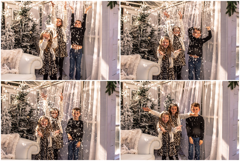 a dating couple brings their kids along for a fun session in the enchanted greenhouse at Mayberry Acres, in Canton, Ga