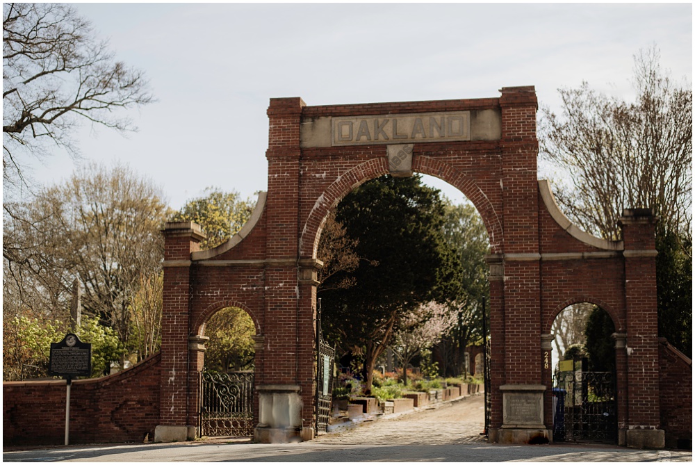 goth engagement session in downtown atlanta georgia at oakland cemetery