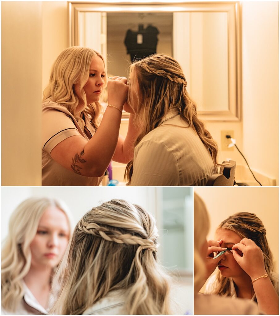 North Georgia photographer photographs the Bride getting her lashes put on 