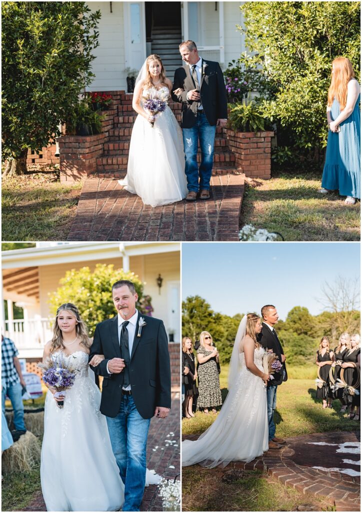 North Georgia photographer photographs the Bride walking down the aisle with her dad 