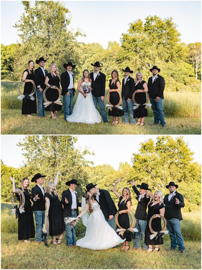 North Georgia photographer photographs the Bride and Groom and their wedding party after the ceremony